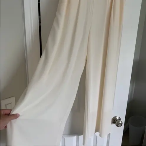 Nymphe LOS ANGELES Lined Ivory Wide Leg Dress Pants Pockets L