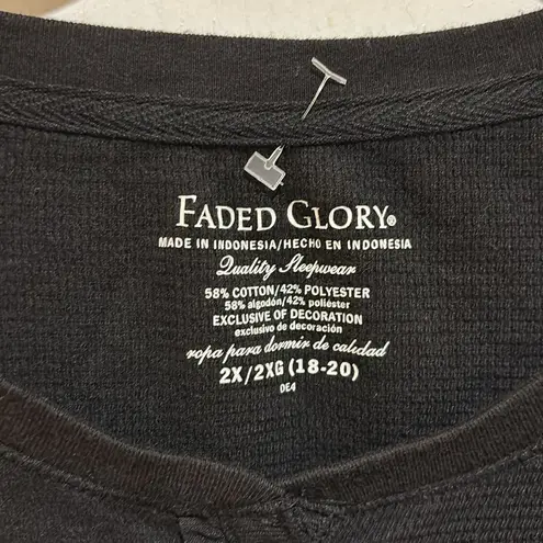 Faded Glory  BLACK LONG TOP SLEEVE QUALITY SLEEPWEAR SIZE 2X…5 BUTTONS IN FRONT