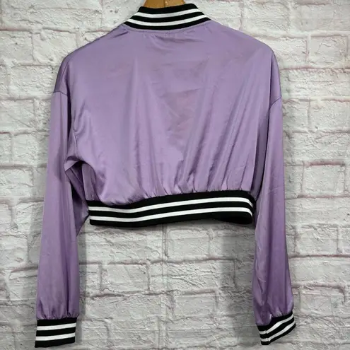 Daisy Purple Cropped Varsity Jacket Size Medium NWT