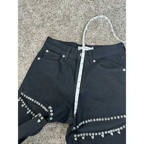 Torn By Ronny Kobo Torn By Ronny Mariah Jeans Black Wash Crystal Slit Embellished Women’s Size 25/0