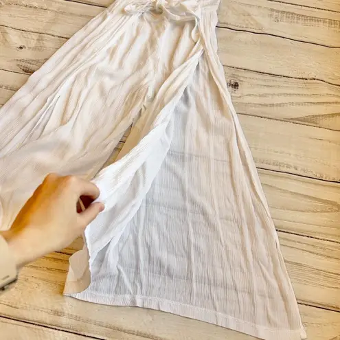 Becca Strapless Crinkled Wide Leg Jumpsuit in White Size S NWT