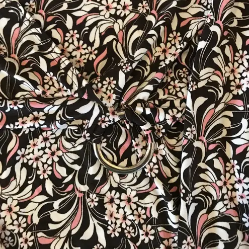 Susan Lawrence Blouse Brown Pink & Cream Pattern V Neck Sz XL BNWOT
