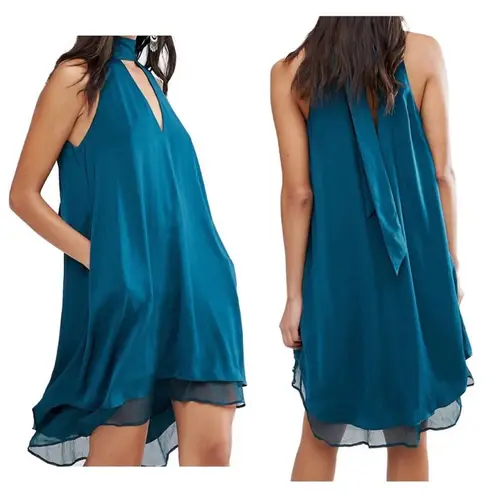 The Jetset Diaries Deep Emerald Imperial Sleeveless Chiffon Mini Dress Small