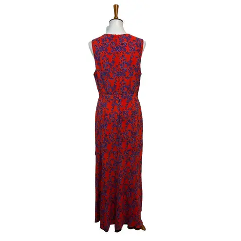 Charles Henry NWOT Maxi Dress Ruffle Front Red Blue Size Large