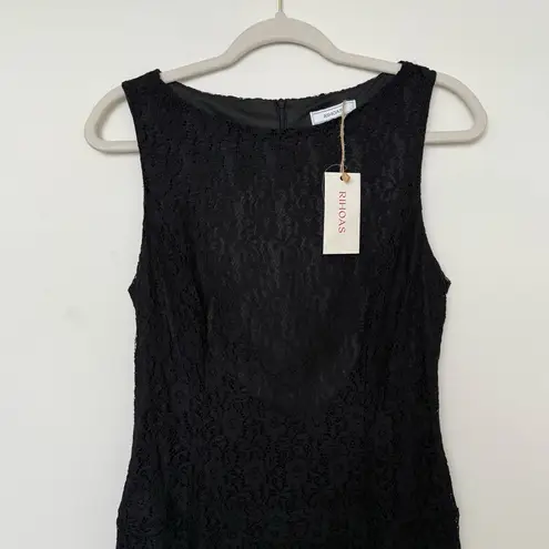Rihoas boat neck black lace mini dress Size M
