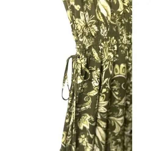 Harlow & Rose Women's Floral Print Midi Dress Green Beige Small