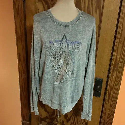 Altar'd State Oversized Stone washed Dreamer Tiger Sweat Shirt