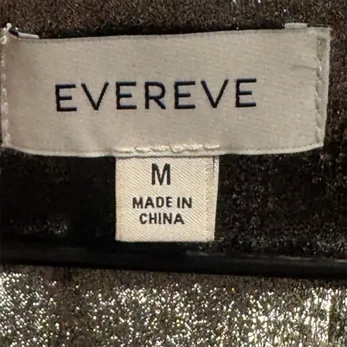 Evereve Cloth & Stone Silver Metallic Button Shirt M Cyber Y2K Disco Glam Foil