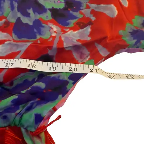 Anthropologie x DELFI Collective Fringed Dress Floral Print Red Large No Belt
