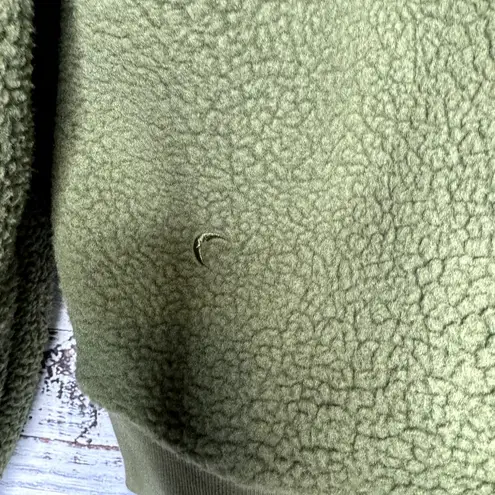 Zyia Active Flying V Olive Green Full Zip Sherpa Teddy Jacket Size Large