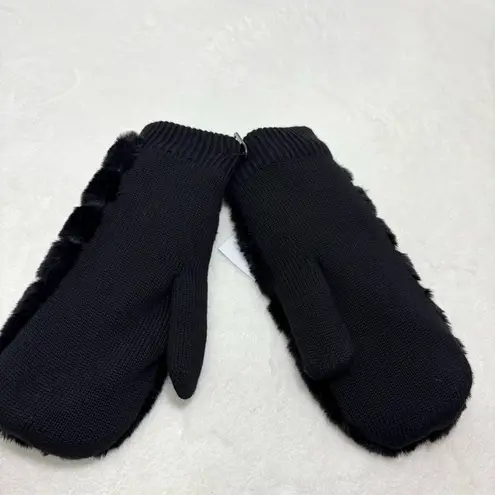 UGG  Luxe BLACK FAUX FUR FUZZY WOOL BLEND MITTENS WITH SHERPA LINING size L/XL - Image 3