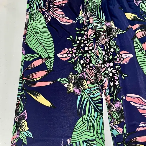 NWT Sandiva Floral Print Swim Cover Up Pants Blue Size M