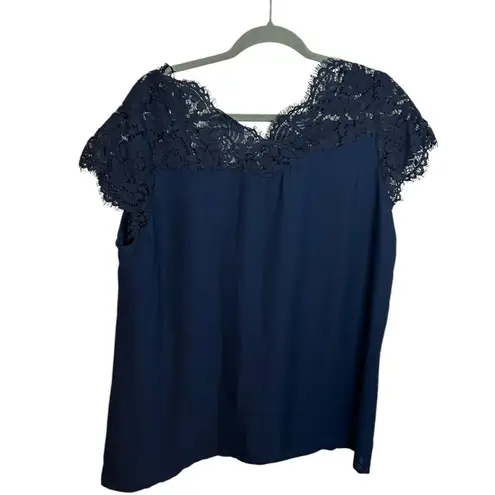 City Chic Nwt Elegant Navy Lace Blouse