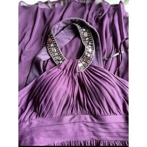 XScape Purple rhinestone studded evening dress Size 6