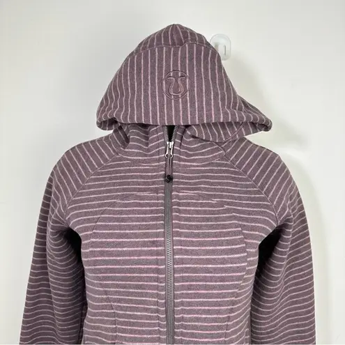 Lululemon  Scuba Hoodie Classic Cotton Fleece Size 6 Stripe Heathered Antique