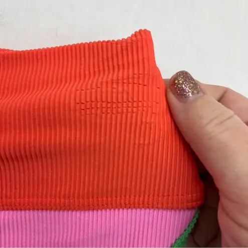 Beach Riot Emmy Colorblock Swim Bottom Womens Size Small Pink Orange Green NWOT