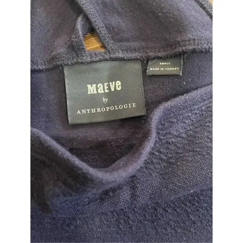 Maeve Anthropologie Stephi Cross-Back Knit Top Navy Blue SZ small