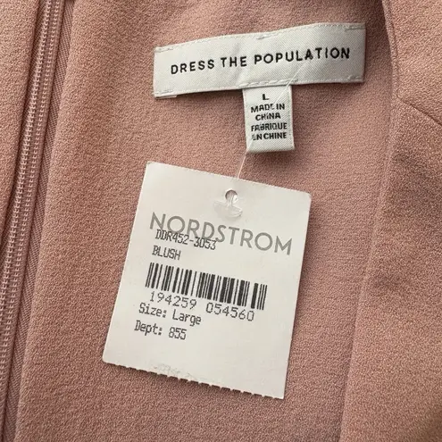 Dress the Population Pink Elle Sheath Dress Blush Sweetheart Neckline Size L New