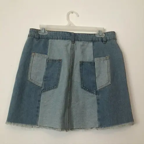 Chelsea and Violet NEW NWT CHELSEA VIOLET Patchwork Denim Jean Mini Light Wash Cotton Etc Skirt 27