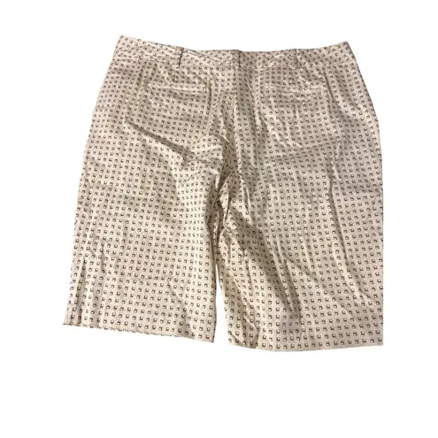 IZOD 2 Pair Womens XFG Stretch Gold Shorts Geometric Brown Blue 12" Inseam Sz 16