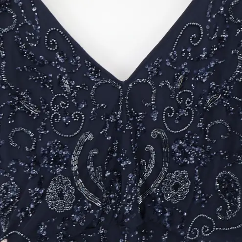 Aidan Mattox Beaded Flutter Sleeve Dress Mother of the Bride Evening NYE Size 10