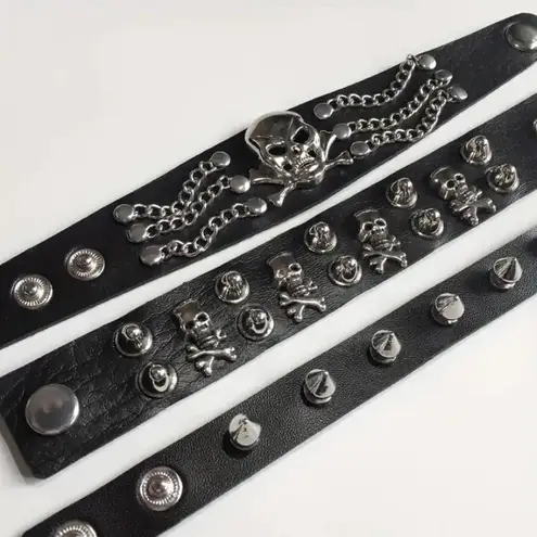 3 pcs Gothic Emo grunge studded faux leather Punk bracelet