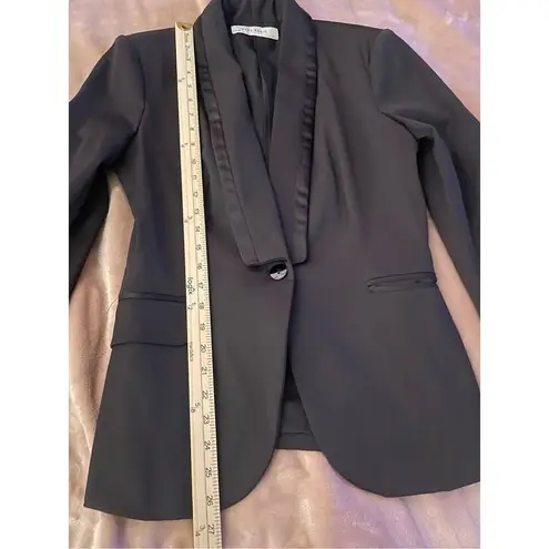 ZARA  Basic Basic Satin Lapel Long Sleeve Blazer Jacket Black Size L