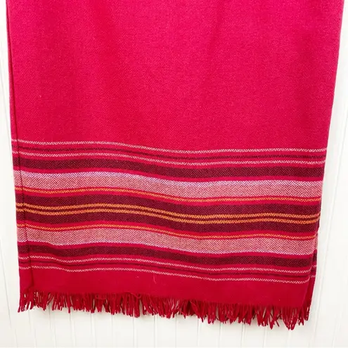 Requirements Vintage Red Wool Blend Aztec Print Fringe Hem Midi Skirt Size 10