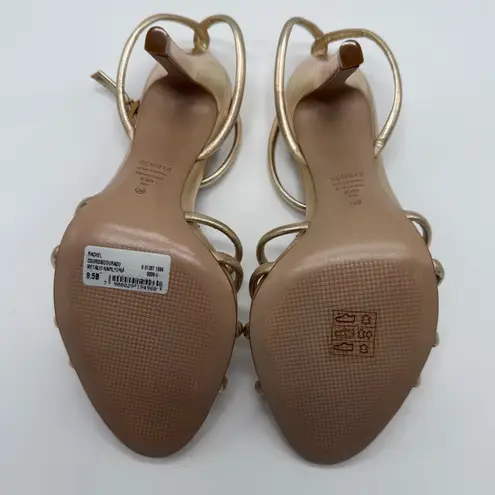Schutz NWOB Rachel Metallic Gold Strappy Heels Size 8.5B