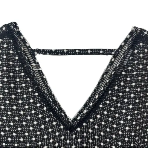 Daniel Rainn Nordstrom DR2 Black & White Polka Dot Sleeveless Blouse Size Large