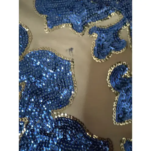Tracy Reese Neiman Marcus Sequin Embellished Tunic Top Blue Tan Women's Small