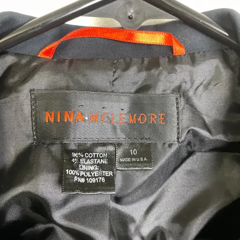 Nina McLemore Jacket Womens Size 10 Navy Button Up Outdoors Zip Pockets USA Blue