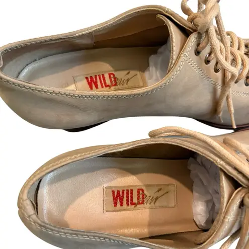Wild Pair Vintage Kaline Leather Lace Up Funky Granny Oxford Heel Sz 9