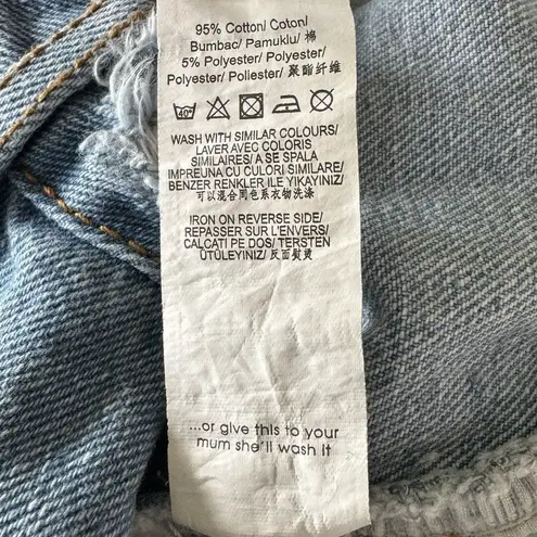 Missguided Misguided SZ 6 Denim Jean Skirt Distressed/Rips Pockets Frayed Hem Light Wash