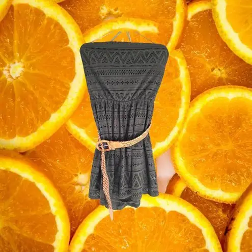 NoBo Sleeveless Black Doily Dress with Brown Belt Size XXL‎