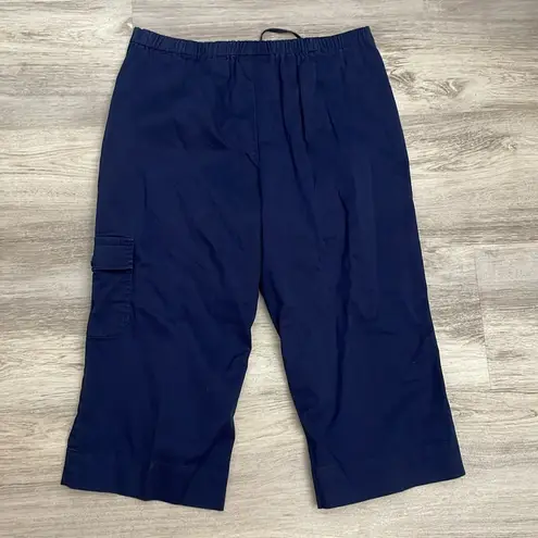 Coldwater Creek Blue Drawstring Waist Pull On Cropped Cargo Pants Size PS