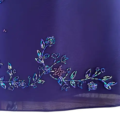 After Dark 2Pc Embroidered beaded sleeveless sheer lined purple Women's Suit 10P