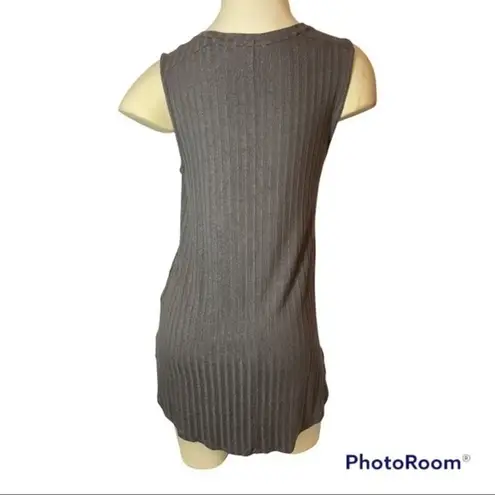 Apt. 9  Womens Ribbed Sparkle Grey Tank Top Size S