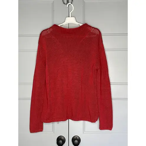 W By Worth Brick Red Knit Funnel Neck Pullover Sweater Size Large