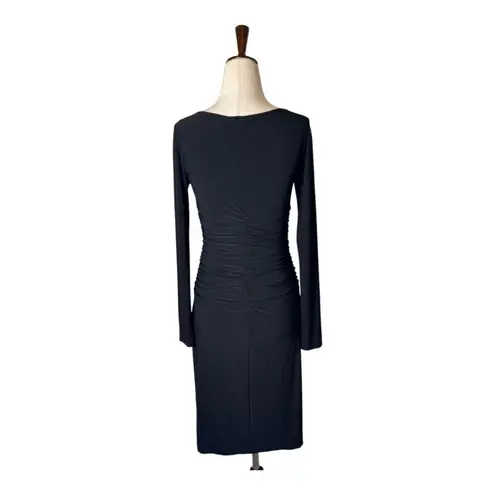 Norma Kamali Kulture Dress Women XS Black Jersey Ruched Long Sleeve Mini Goth