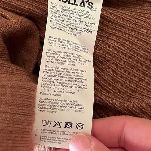 Rolla's Rolla’s Caroline Longsleeve cashmere blend Knit ribbed Top-brown/tan/minx sz xs