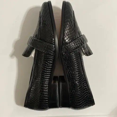 Schutz Romina Croc-Embossed All Leather Loafers in new black size 8