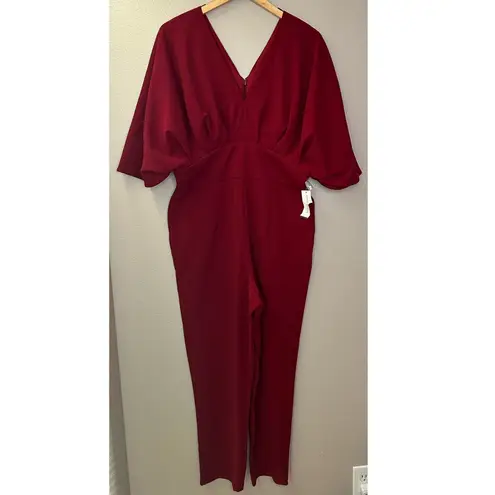 Alexia Admor NWT Draped Dolman-Sleeve Jumpsuit Deep Red Burgundy Maroon