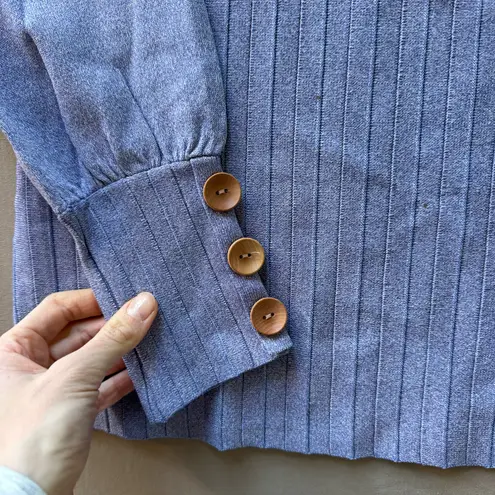 beige. Rib Knit Puff Sleeve Top