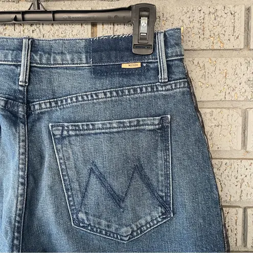 Mother Lil Half Pipe Flood Barrel Leg Jeans in Black and Blue Size 29