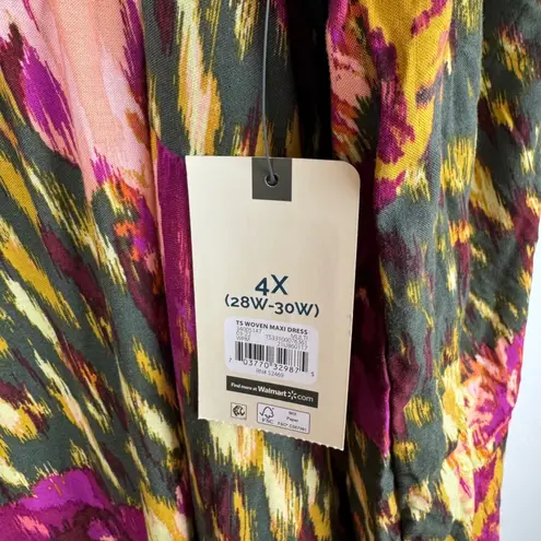Terra & Sky NWT Sweetheart Neck Raglan Maxi Dress 4X Multi Floral Long Sleeve