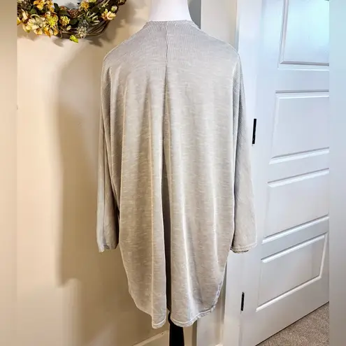DONNI Micro Stripe Ribbed Lightweight Open Duster Cardigan One Size 🧡 Gray