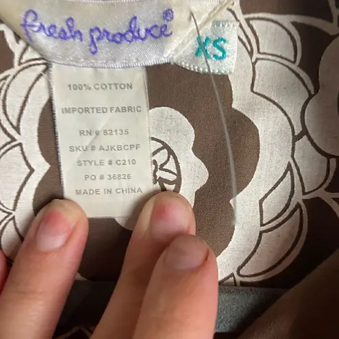 Fresh Produce Size Xs Lightweight Shirt Jacket Brown Floral Button Front