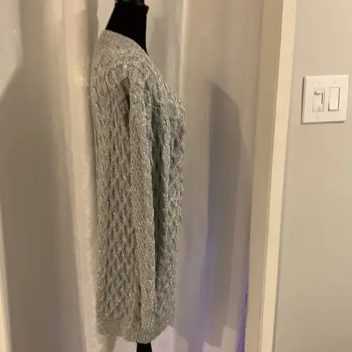 LES DETAILS Metallic Silver Knit Sweater Sz:M Size M