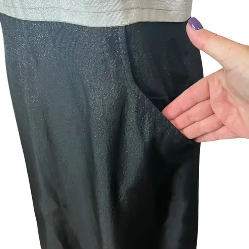 Shoshanna Y2K Tuxedo Halter Dress 12 White Black Silk Blend Pockets Classic Chic